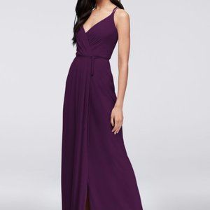 David's Bridal Bridesmaid Wrap Dress | STYLE# F19755 Plum